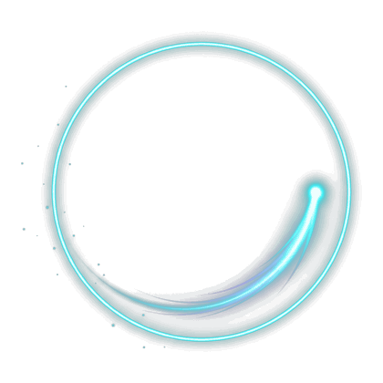 A ring of light with one point travelling around it, trailing a comet tail.