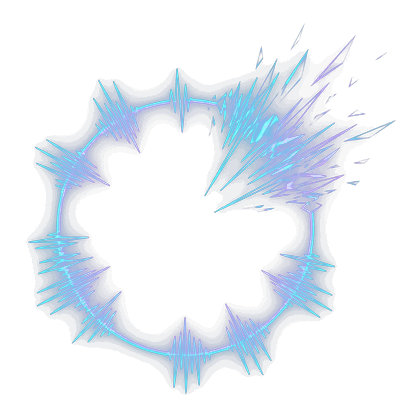 A circular waveform whose spikes surge and shatter at one point.